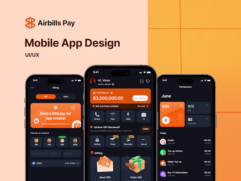 Cover image for AirBills | Web3 FinTech Mobile App UI/UX Design