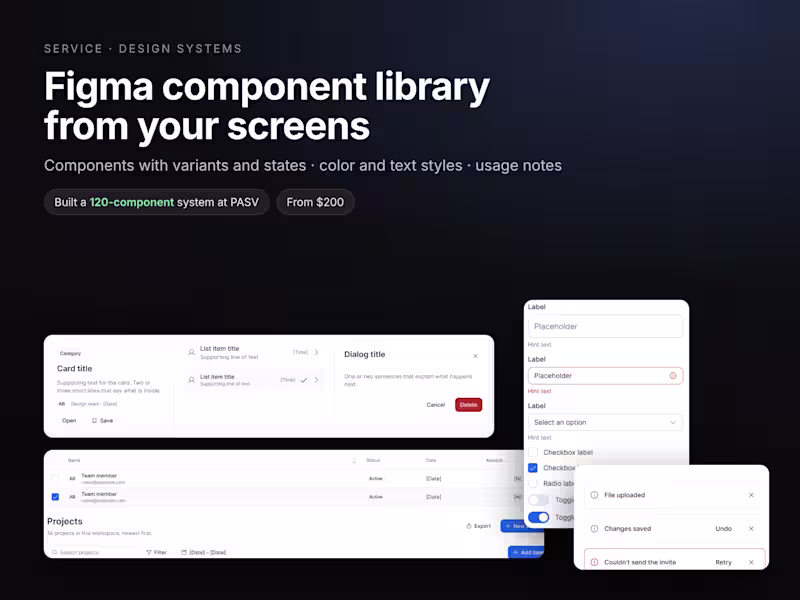 Cover image for Figma component library from your screens