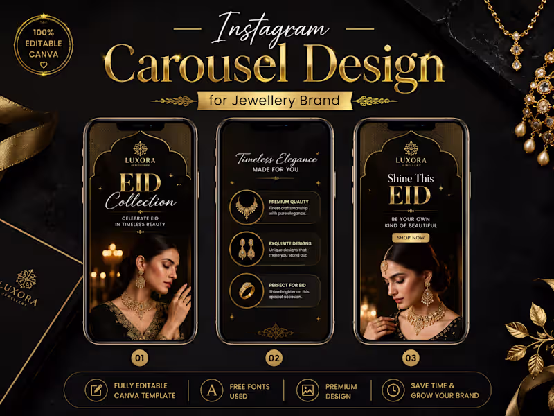 Cover image for Instagram Carousel Design for Jewellery
