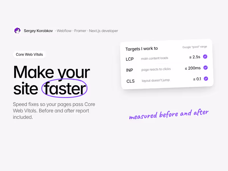 Cover image for Website Speed and Core Web Vitals Fixes
