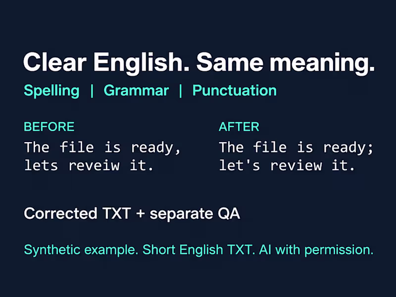 Cover image for Short English TXT Proofreading
