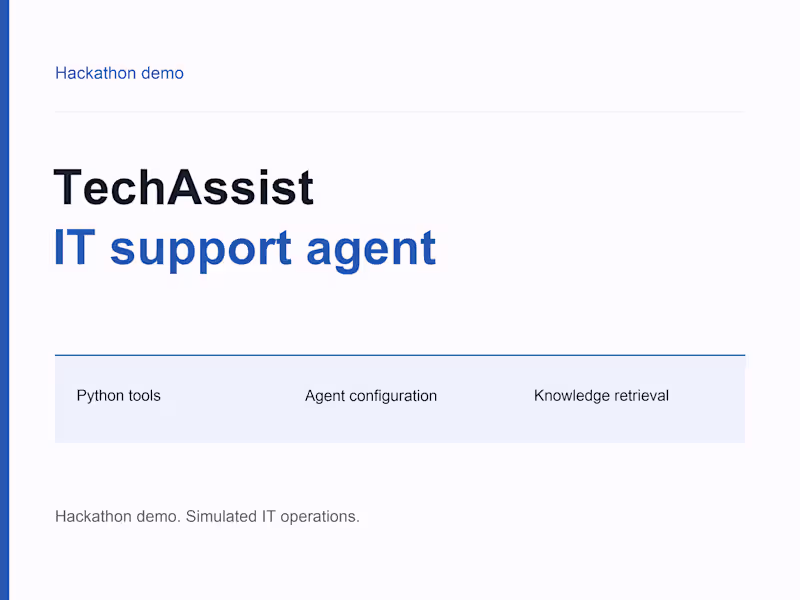 Cover image for TechAssist: IT Support Agent Demo