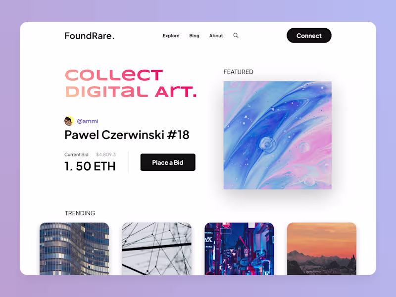 Cover image for FoundRare - NFT / Non-Fungible Token Website