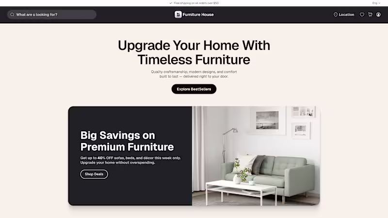 Cover image for Furniture House - e-commerce site