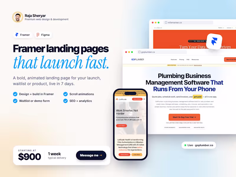 Cover image for Framer Landing Page for SaaS & AI Startups