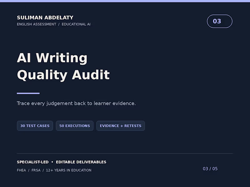 Cover image for AI Writing Assessment and Feedback Quality Audit