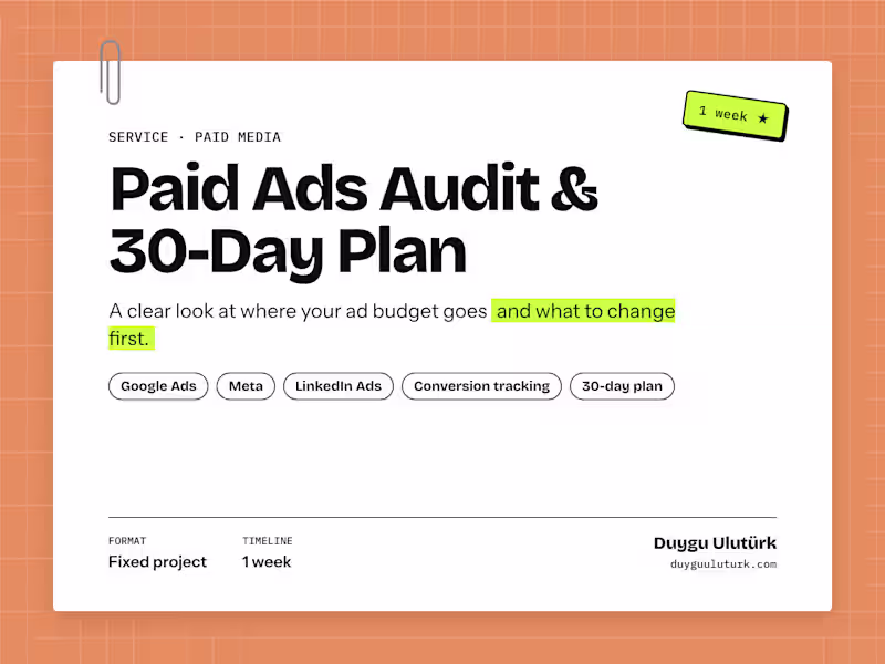Cover image for Paid Ads Audit & 30-Day Action Plan