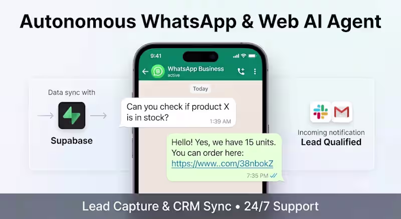 Cover image for Autonomous WhatsApp & Web AI Sales/Support Agent