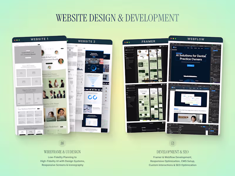 Cover image for Website Design + Dev (Upto 5 pages) in Figma + Webflow/Framer