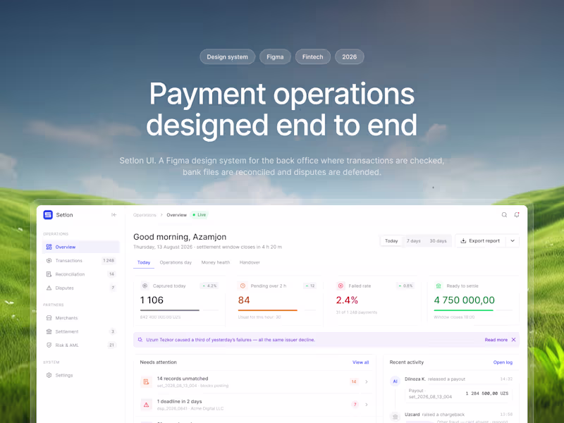 Cover image for Setlon UI — Payment Operations