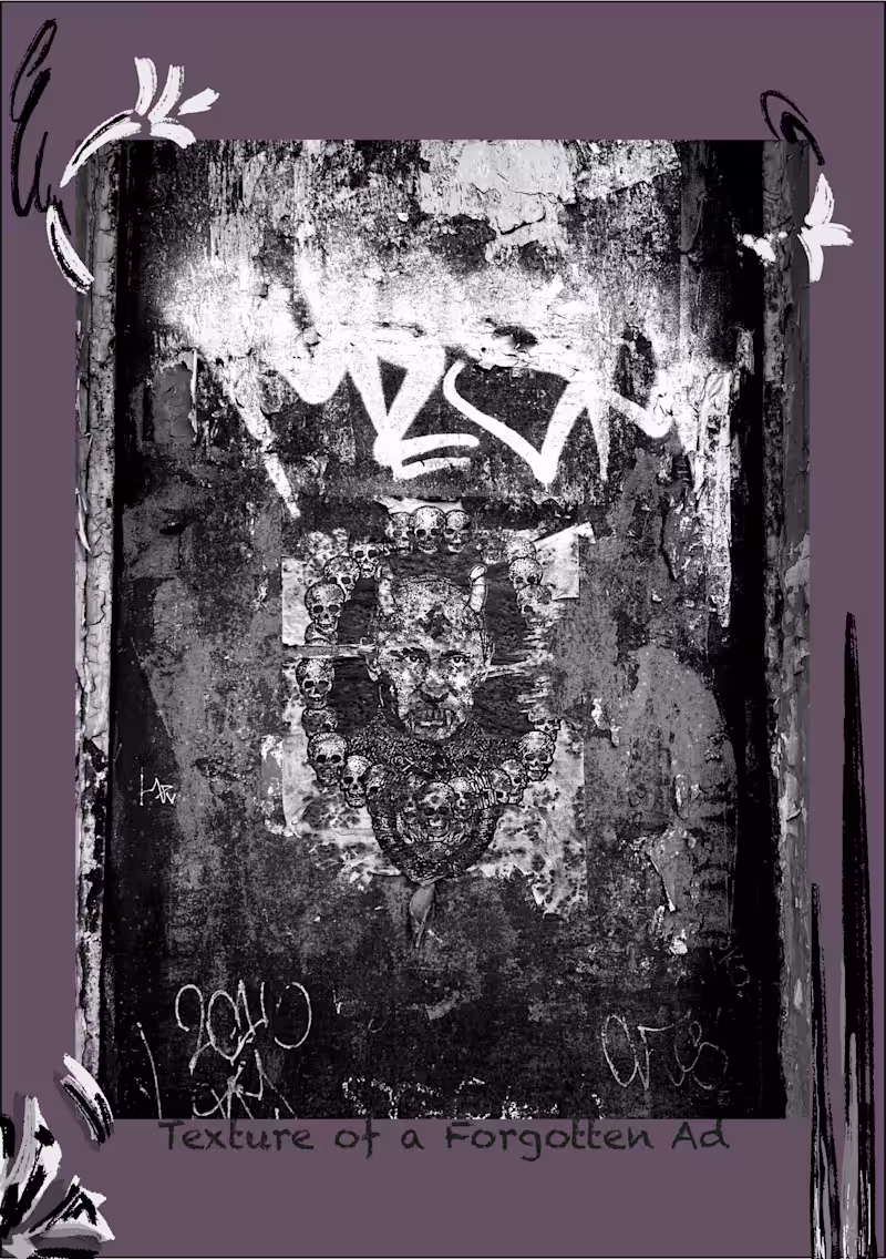 Cover image for “Texture of a Forgotten Ad” The image endures, but the messa...