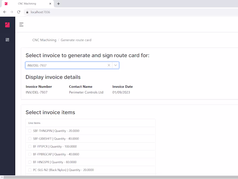 Cover image for Route card generation and Xero API integration for manufacturing