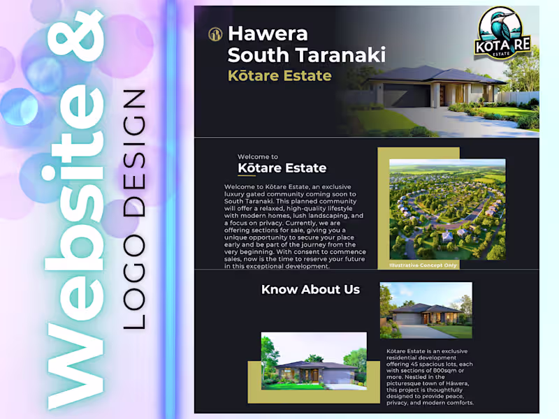Cover image for Kōtare Estate Website & Logo Design