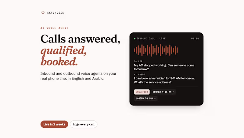 Cover image for AI Voice Agent That Answers Calls and Books Appointments