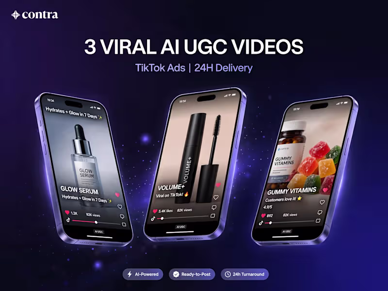 Cover image for 3 Viral AI UGC Videos for TikTok Ads - 24h Delivery