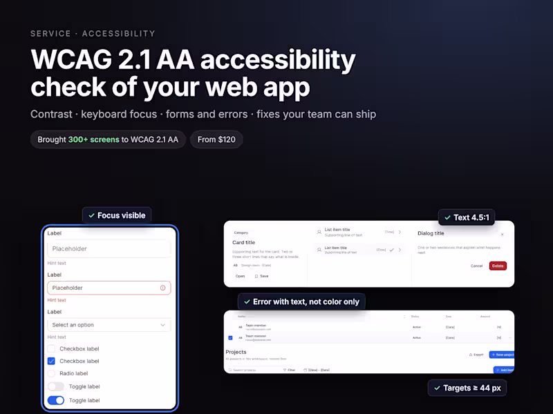 Cover image for WCAG 2.1 AA accessibility check of your web app