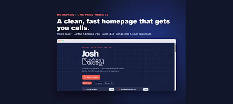 Cover image for Homepage or One-Page Website, Mobile-Ready