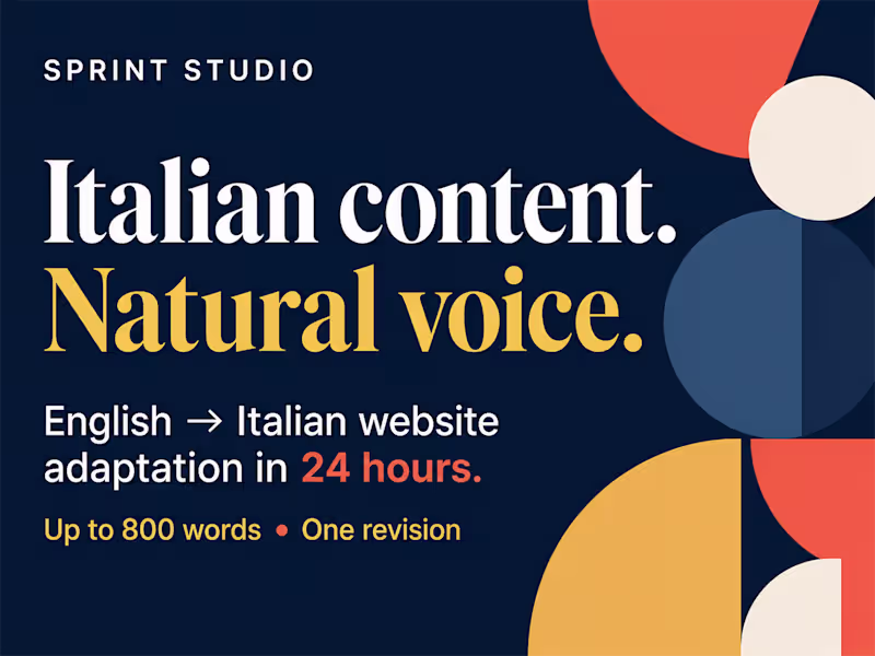 Cover image for Natural English-to-Italian website adaptation in 24 hours