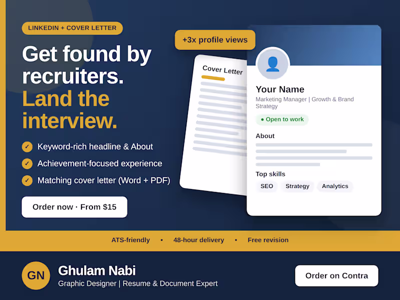 Cover image for I will optimize your LinkedIn and write a winning cover letter