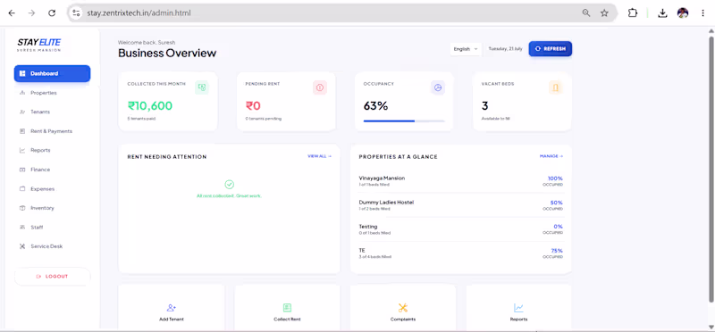 Cover image for StayElite — a management platform
