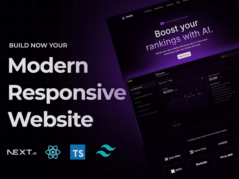 Cover image for Web App Development Designs to Next.js | React | Tailwind 
