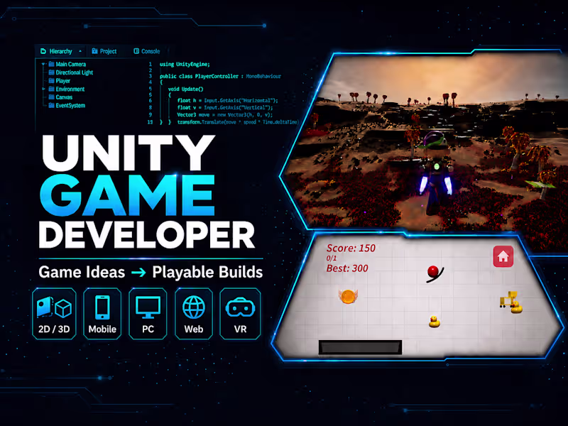 Cover image for Unity Game Development for Mobile, PC, Web & VR