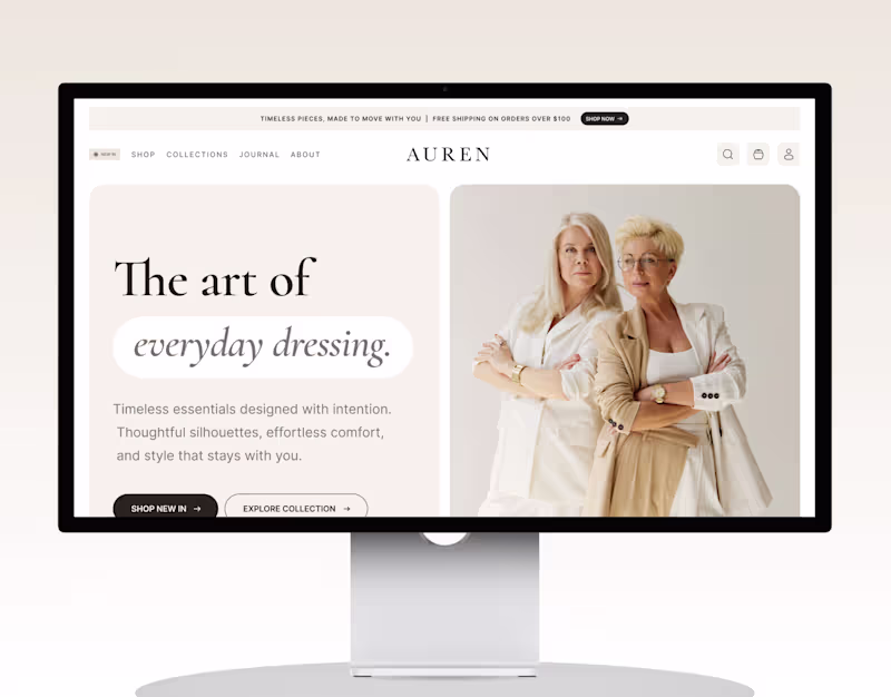 Cover image for AUREN — A Wardrobe, Well Considered | Website Design
