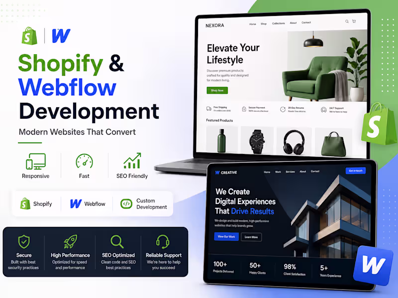Cover image for 🌐 Shopify & Webflow Website Development