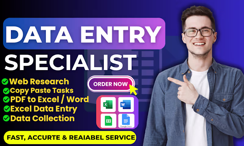 Cover image for Expert Data Entry and Web Research Specialist