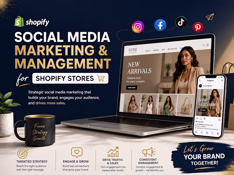 Cover image for Social Media Marketing & Management for Shopify Stores & Brands