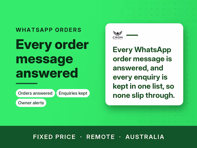 Cover image for WhatsApp replies for your shop in 3 days: orders, enquiries