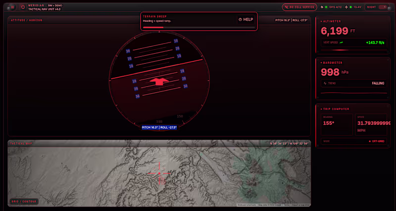 Cover image for Meridian is a cockpit-style dashboard that simulates vehicle...