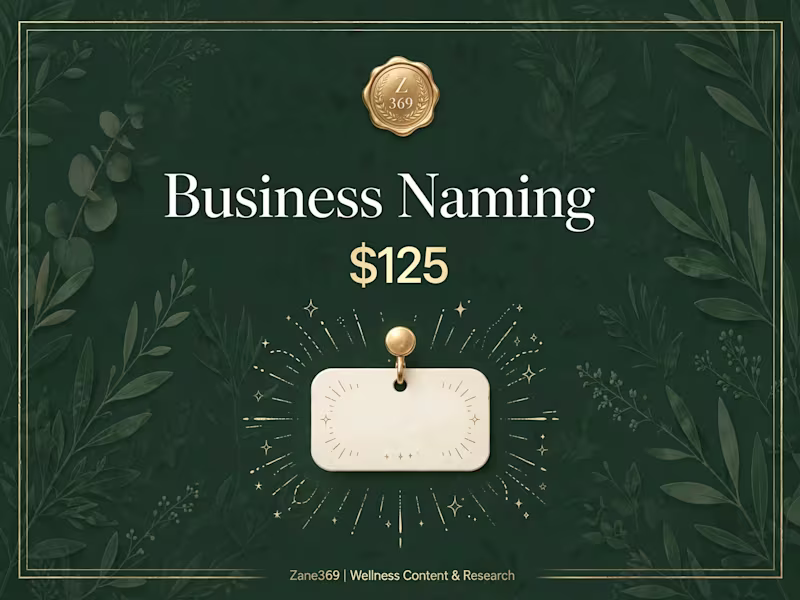 Cover image for Business naming: curated names, taglines, domain checks