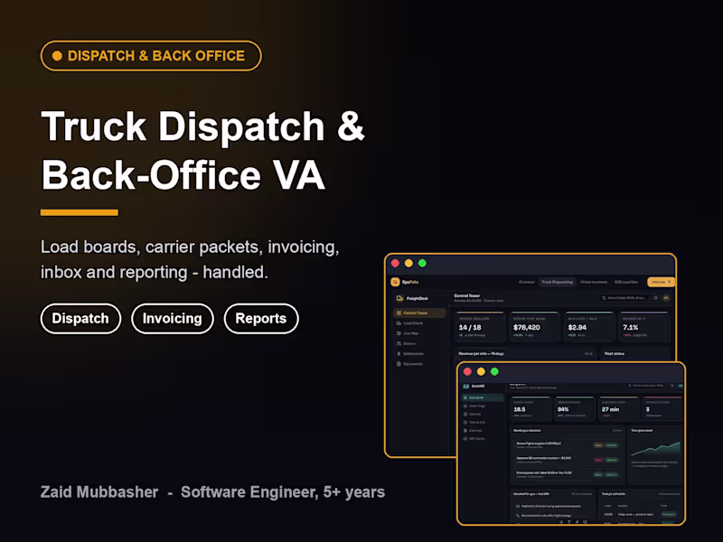 Cover image for Virtual Assistant — Truck Dispatching & Back Office