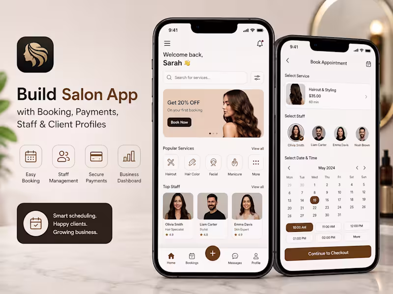 Cover image for Build salon app with booking payments, staff and client profiles