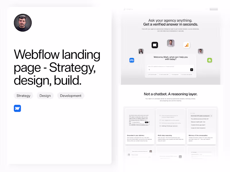 Cover image for Webflow Landing Page — Strategy, Design & Build