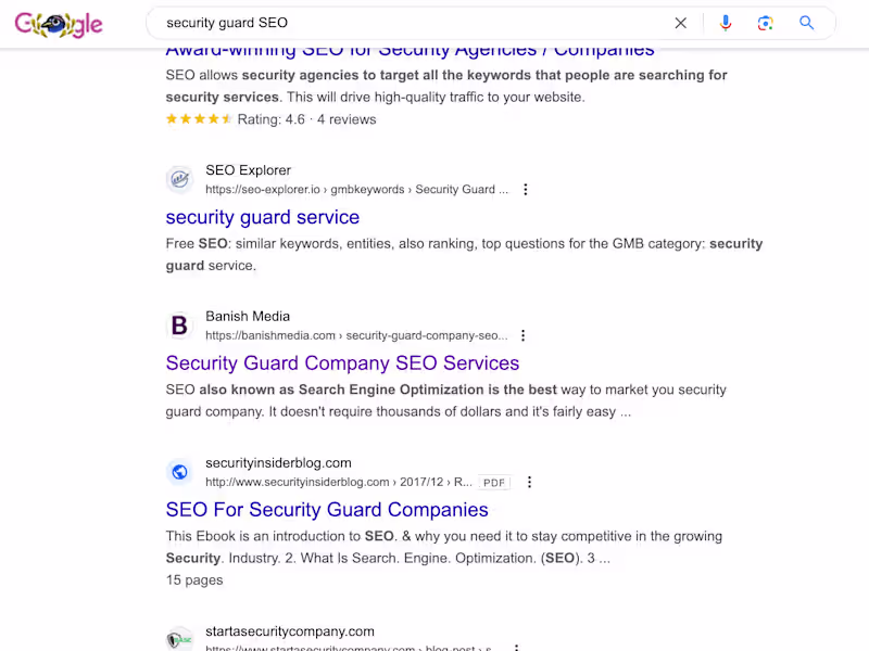 Cover image for Top Ranking for "Security Guard SEO" in 2 Months