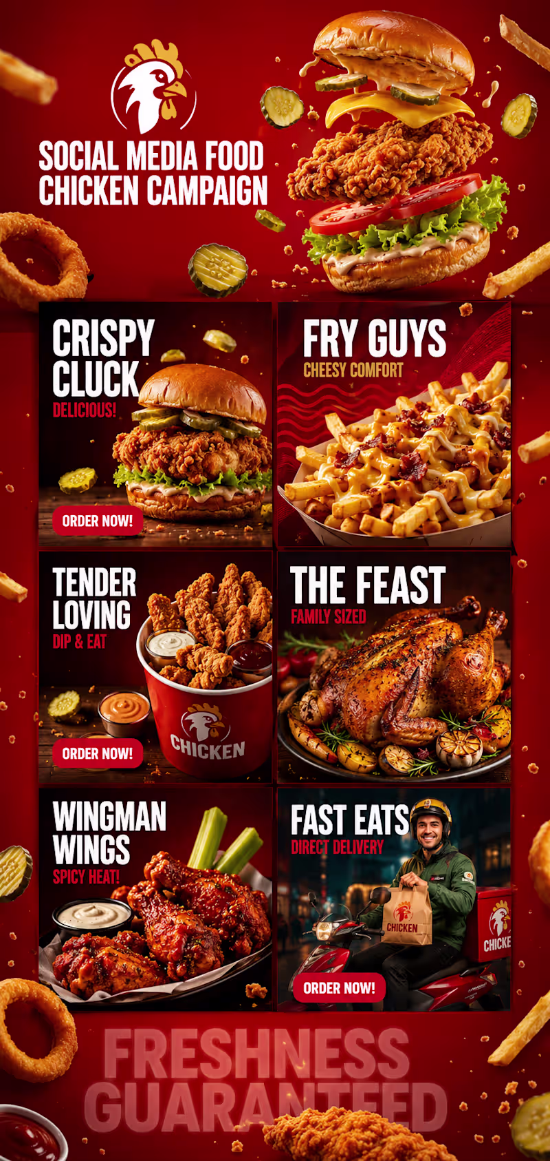 Cover image for Brand Identity, graphics design for a chicken Restaurant
