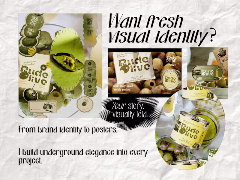 Cover image for Brand identity, posters, packaging & full visual systems