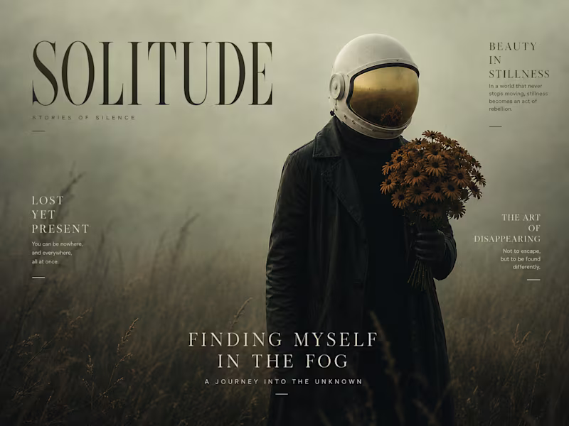 Cover image for AI-designed cover, editorial concept exploring solitude and ...