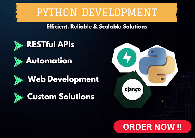 Cover image for I will develop Python APIs, automation tools and AI solutions