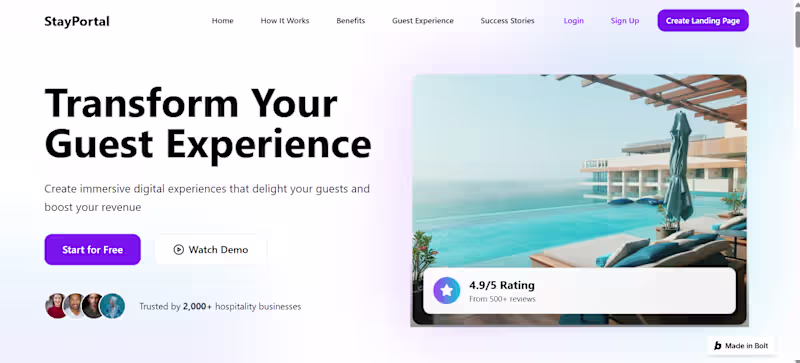 Cover image for StayPortal – Hospitality Booking Platform (Built with Bolt.n...