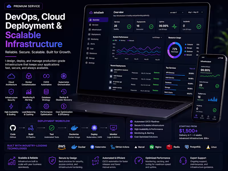Cover image for DevOps, Cloud Deployment & Scalable Infrastructure