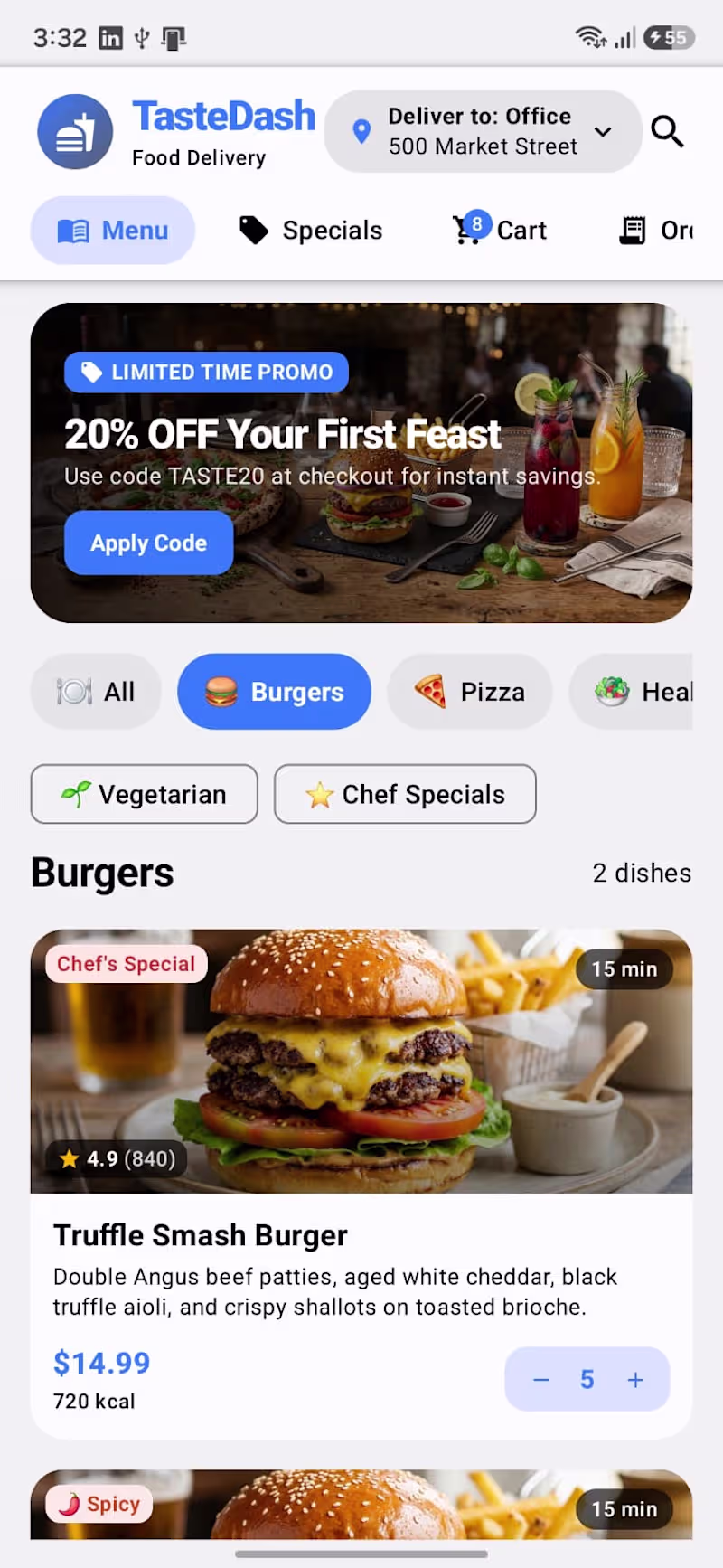 Cover image for TasteDash – Food Delivery App UI/UX Design