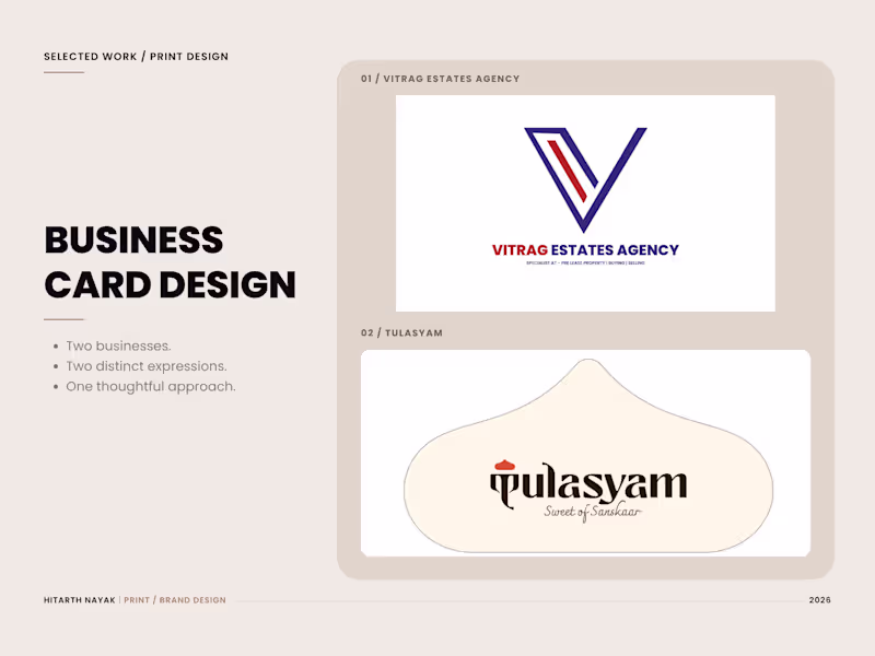 Cover image for Business Card Design - Vitrag & Tulasyam