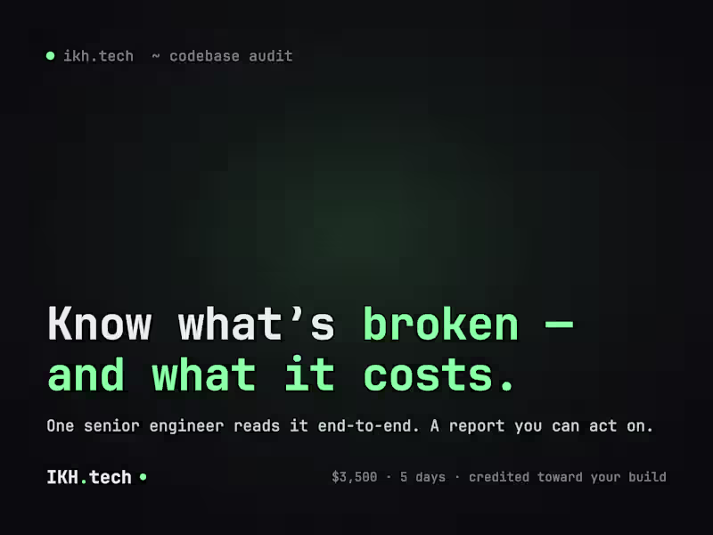 Cover image for Codebase Audit — Senior Read + Fix-Cost Report (5 Days)