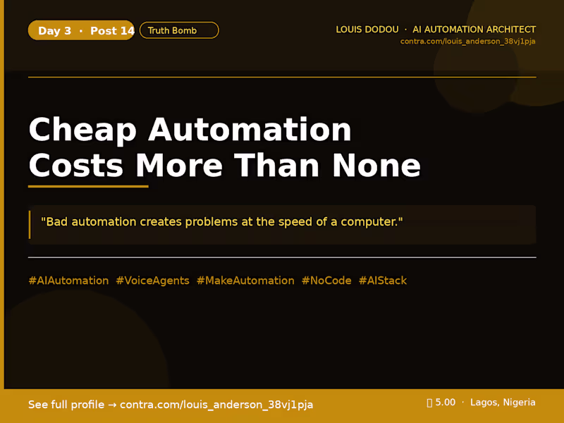 Cover image for Cheap automation costs more than no automation. Here's somet...