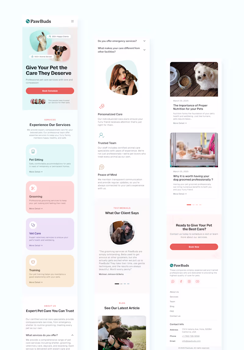 Cover image for Responsive Landing Page for Animal Care Service