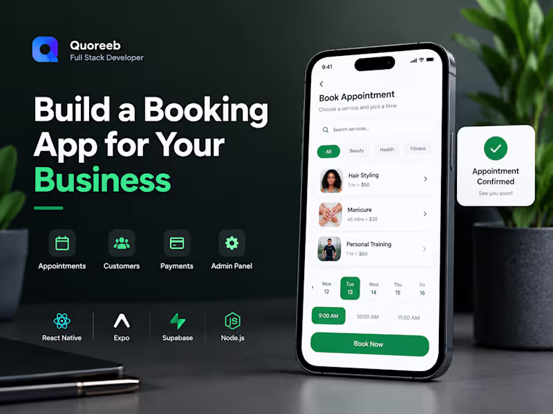 Cover image for Booking App with Appointments, Calendar & Customer Management