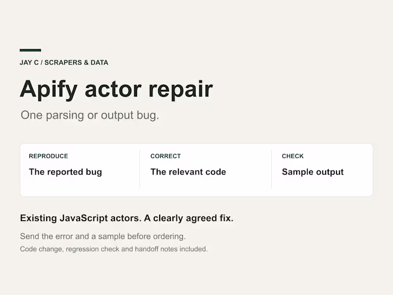 Cover image for Apify Actor Repair: One Parsing or Output Bug